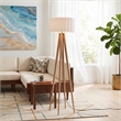 Quattro Modern Floor Lamp White Linen Shade Ash Steel 61