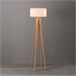 Quattro Modern Floor Lamp White Linen Shade Ash Steel 61
