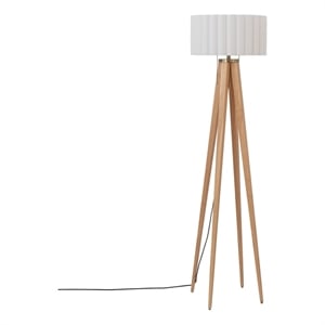 Quattro Modern Floor Lamp White Linen Shade Ash Steel 61