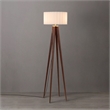 Quattro Floor Lamp - Modern Dark Walnut Steel White Linen Drum Shade 61 Tall
