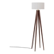 Quattro Floor Lamp - Modern Dark Walnut Steel White Linen Drum Shade 61 Tall