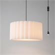 Scallop Swag Lamp - Brass Steel White Linen Shade Dimmable