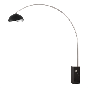 Iconic 95&quot Arc Lamp - Mid-Century Modern Satin Nickel Steel Black Marble Base