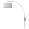 Wall Mounted Arc Lamp - Weathered Brass Steel Base Scallop  White Fabric Shade