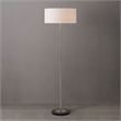Slimline Floor Lamp Drum White Linen Shade Satin Nickel Base