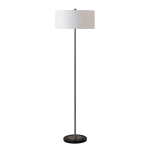 Slimline Floor Lamp Drum White Linen Shade Satin Nickel Base
