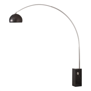 Iconic 95&quot Arc Lamp - Satin Nickel Black Marble Base Dimmable