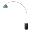 Iconic Arc Lamp - Satin Nickel Black Marble Base Half Dome Pool Blue Shade