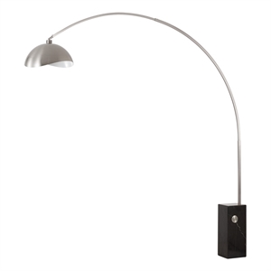 Iconic Arc Lamp - Satin Nickel Black Marble Base Luna Bella Satin Nickel Shade
