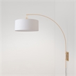 Span Wall Mounted Arc Lamp - Weathered Brass White Fabric Drum Shade