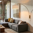 Span Wall Mounted Arc Lamp - Weathered Brass White Fabric Drum Shade