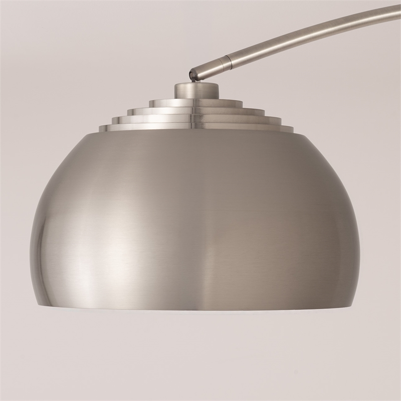 Wall Mounted Arc Lamp - Satin Nickel Half Dome Satin Nickel Shade