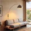 Wall Mounted Arc Lamp - Satin Nickel Half Dome Satin Nickel Shade