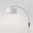 Span Wall Mounted Arc Lamp Black Nickel White Fabric Shade Dimmable