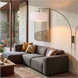 Span Wall Mounted Arc Lamp Black Nickel White Fabric Shade Dimmable