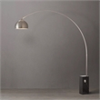 Iconic Arc Lamp - Satin Nickel Black Marble Base Half Dome Satin Nickel Shade
