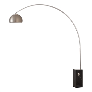 Iconic Arc Lamp - Satin Nickel Black Marble Base Half Dome Satin Nickel Shade