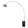 Iconic Arc Lamp - Satin Nickel Black Marble Base Half Dome Satin Nickel Shade