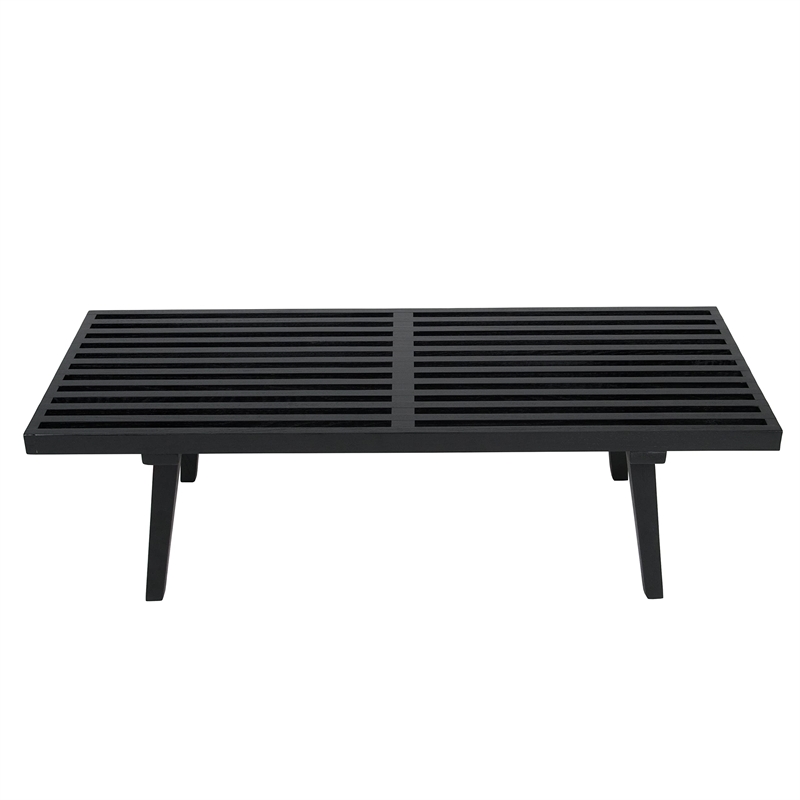 LeisureMod Mid-Century Inwood Platform Bench in Black - 4 Feet