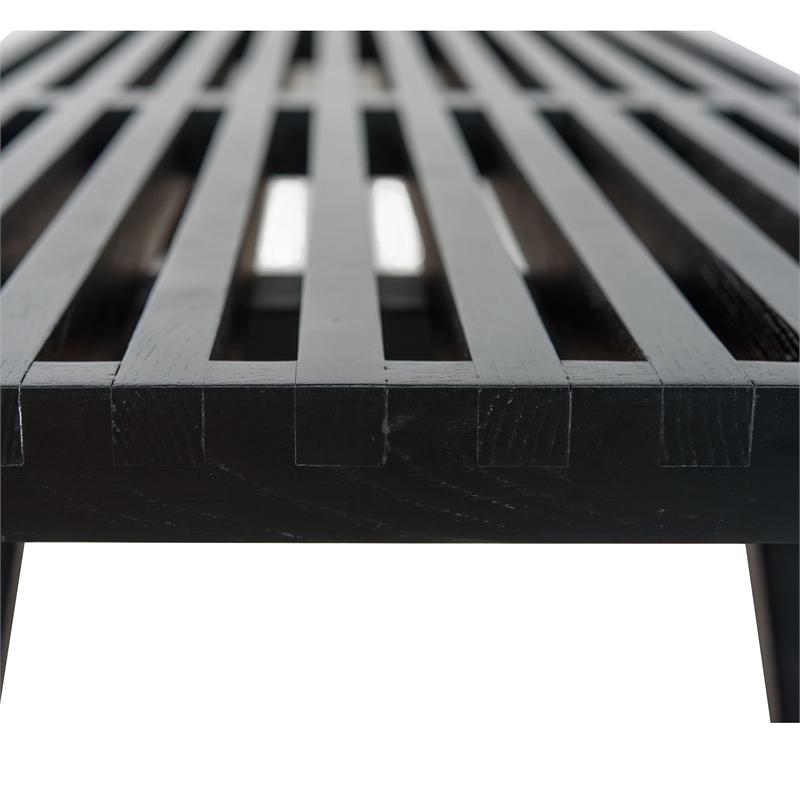 LeisureMod Mid-Century Inwood Platform Bench in Black - 4 Feet
