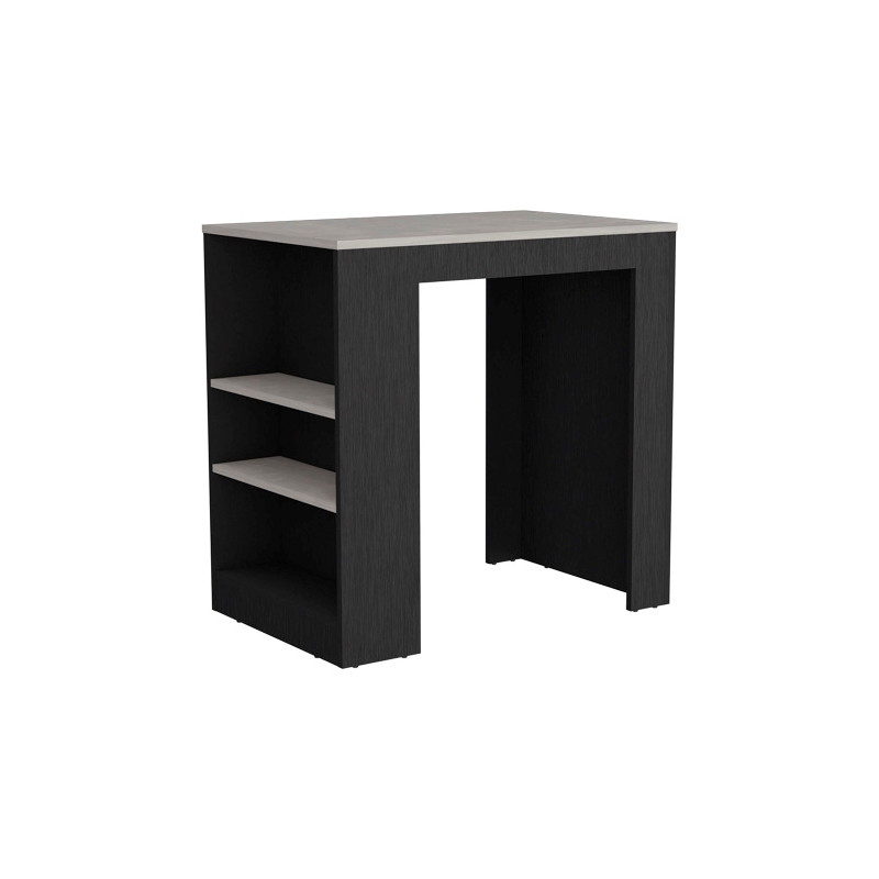 Doyle Kitchen Island Engineered Wood Black  Ibiza Marble Color Finish