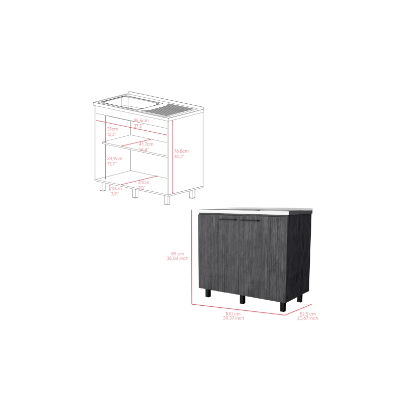 Burwood Utility Sink Cabinet Engineered Wood Smoky Oak