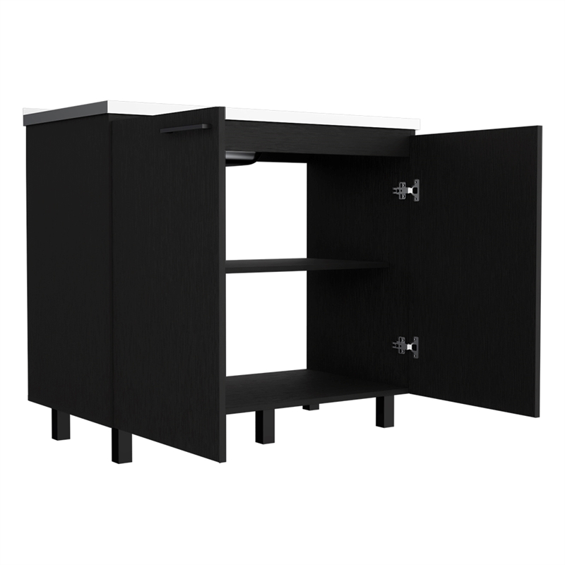 Burwood Utility Sink Cabinet Engineered Wood Black