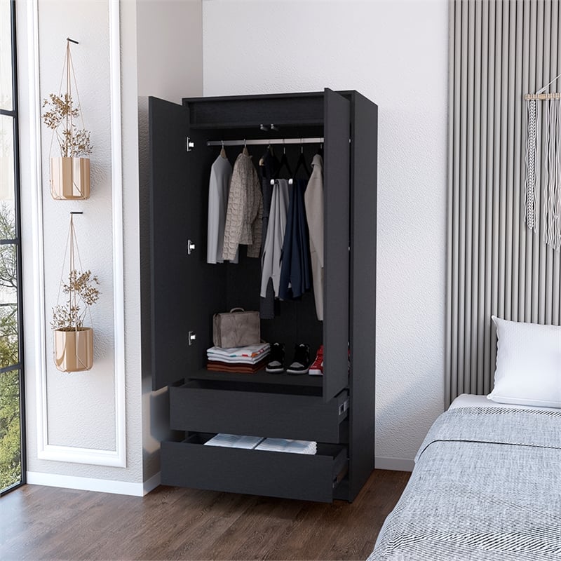 Closher Armoire Engineered Wood Black