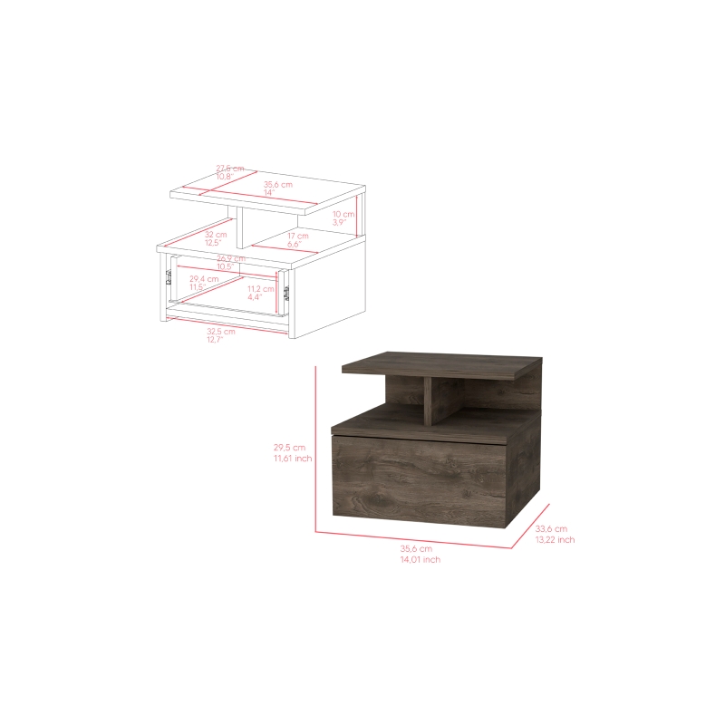 Flopini Floating Nightstand Engineered Wood Flopini  Dark Walnut