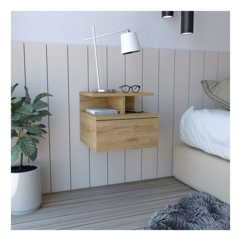 Flopini Floating Nightstand Engineered Wood Macadamia