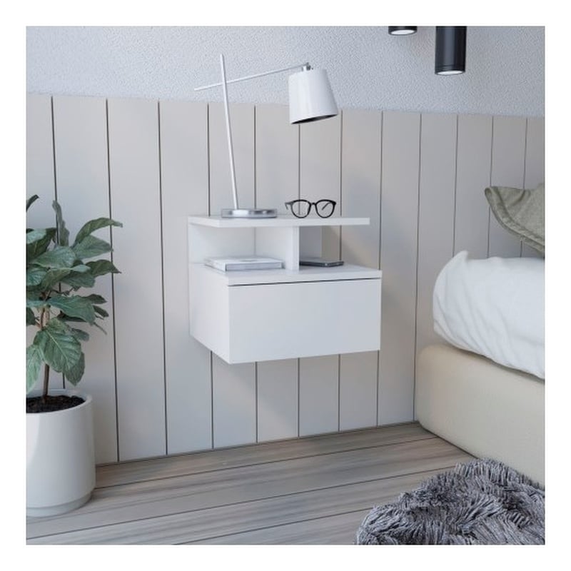 Flopini Floating Nightstand Engineered Wood White