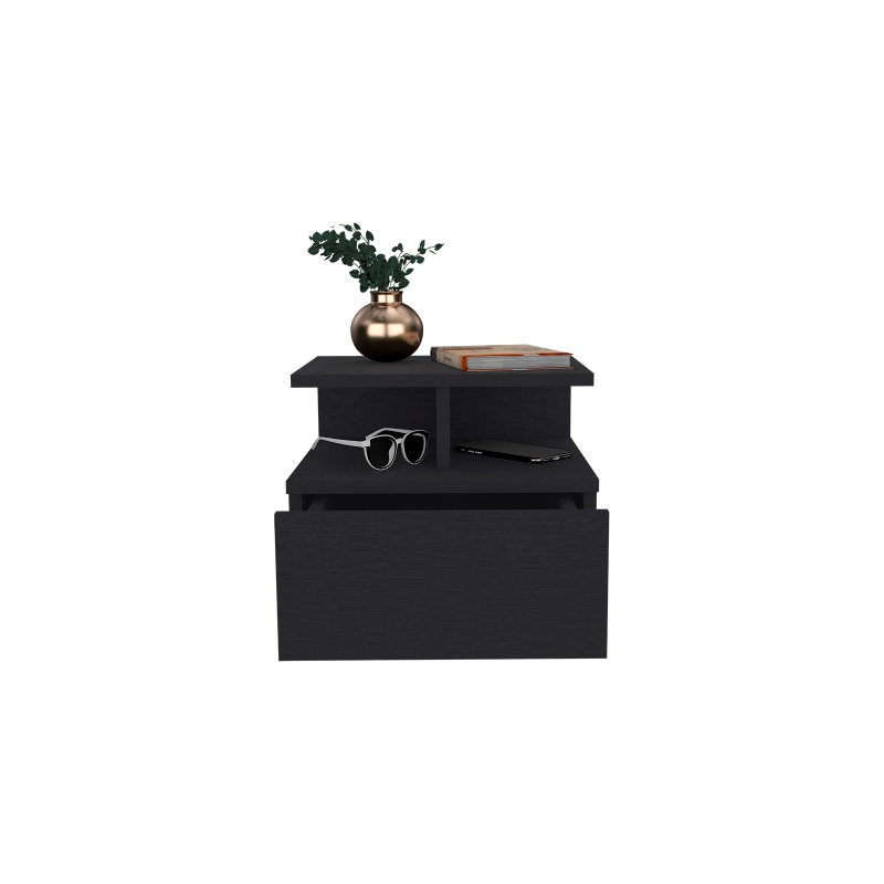 Flopini Floating Nightstand Engineered Wood Black