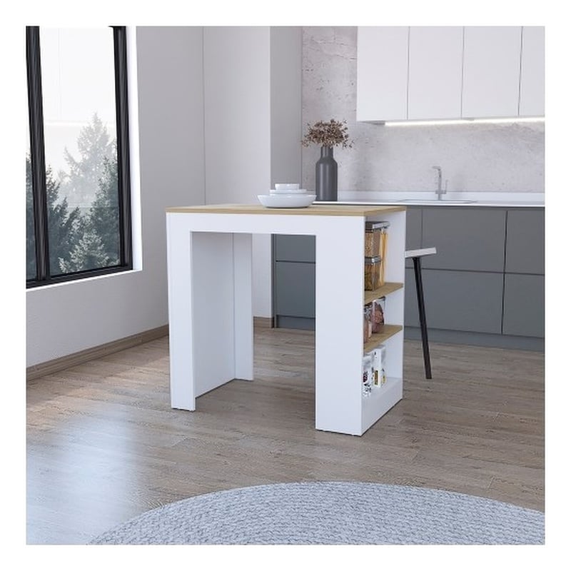 Doyle Island Engineered Wood White and Light Oak