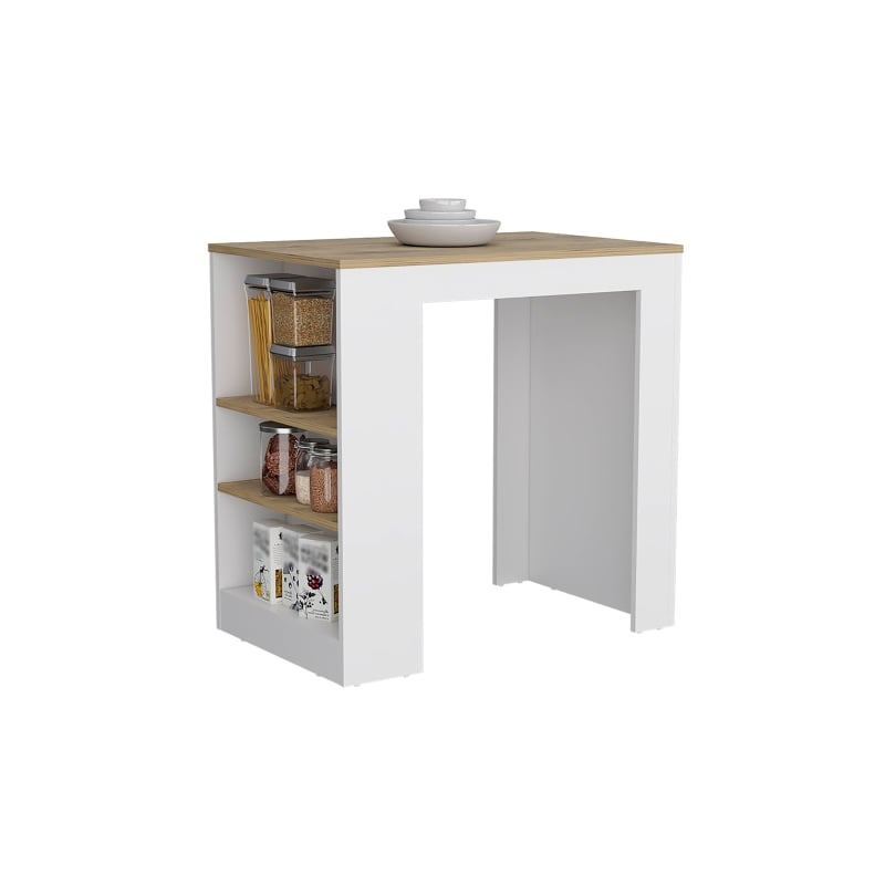 Doyle Island Engineered Wood White and Light Oak