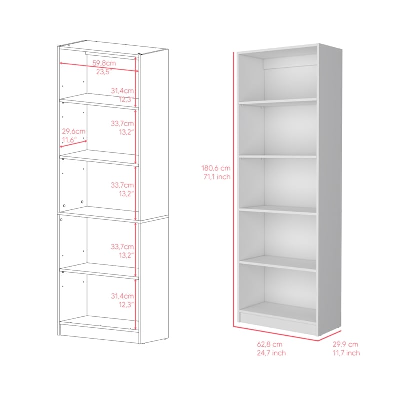 Benzoni  Bookcase 4-Shelves Engineered Wood White