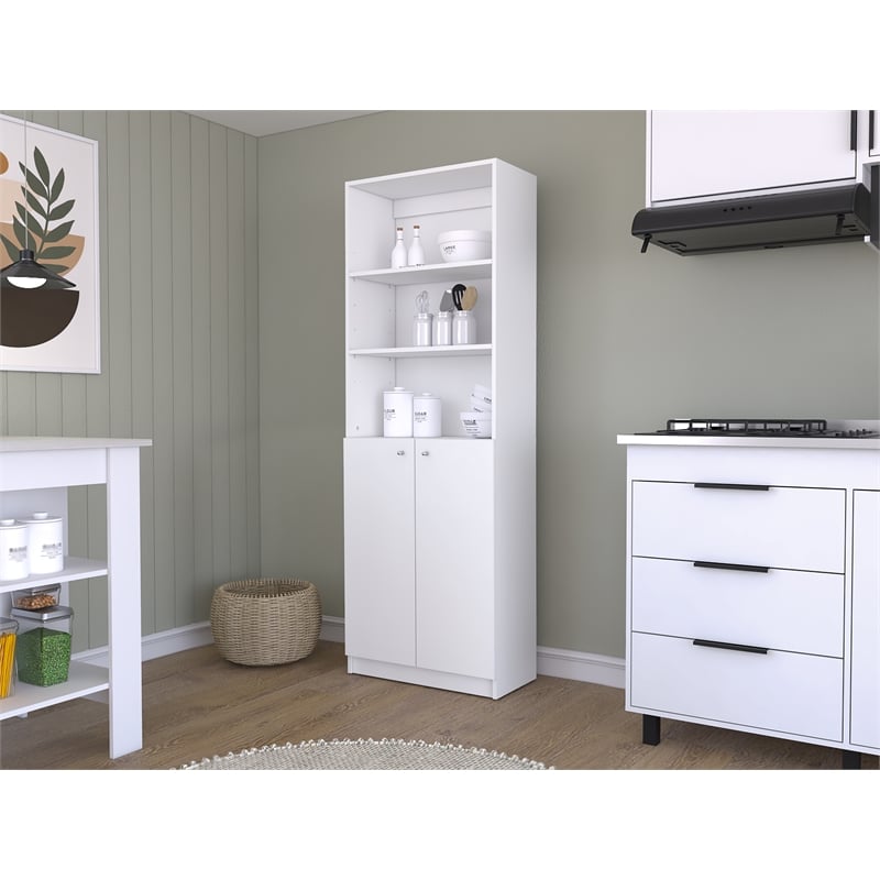 Benzoni Bookcase Dual-Door Engineered Wood White