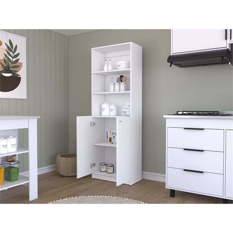 Benzoni Bookcase Dual-Door Engineered Wood White