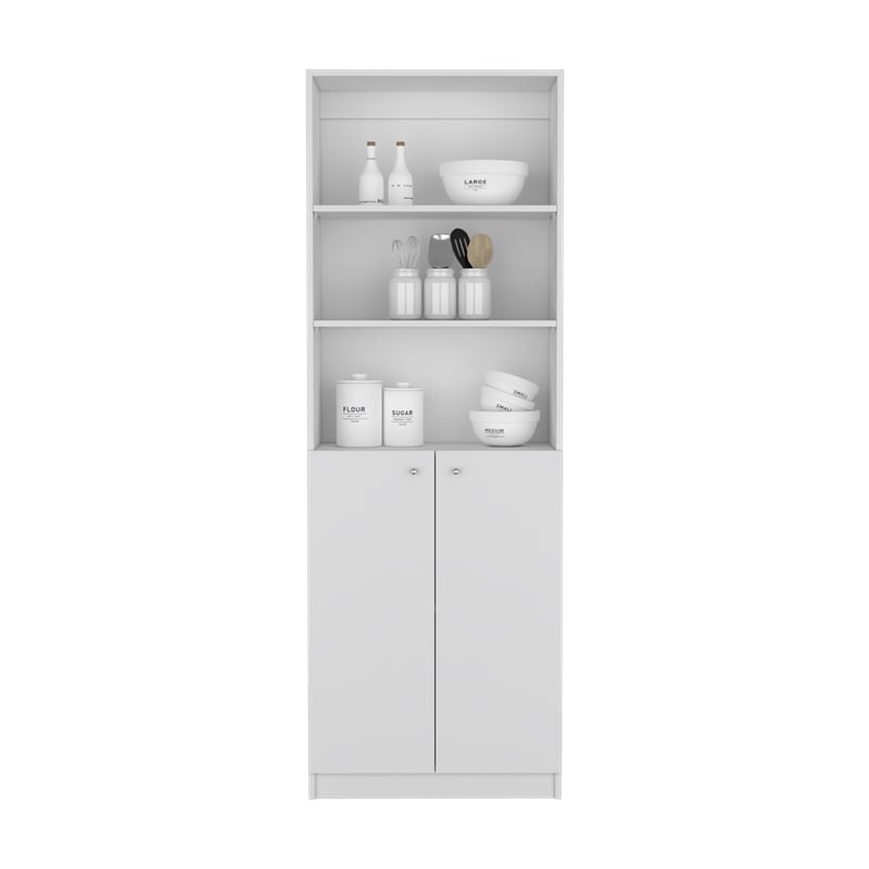 Benzoni Bookcase Dual-Door Engineered Wood White