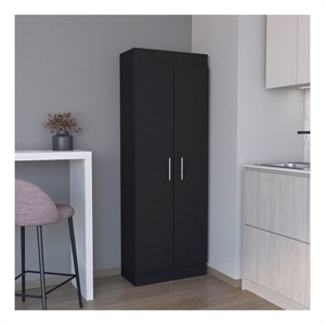 Clinton Pantry Cabinet Engineered Wood Black