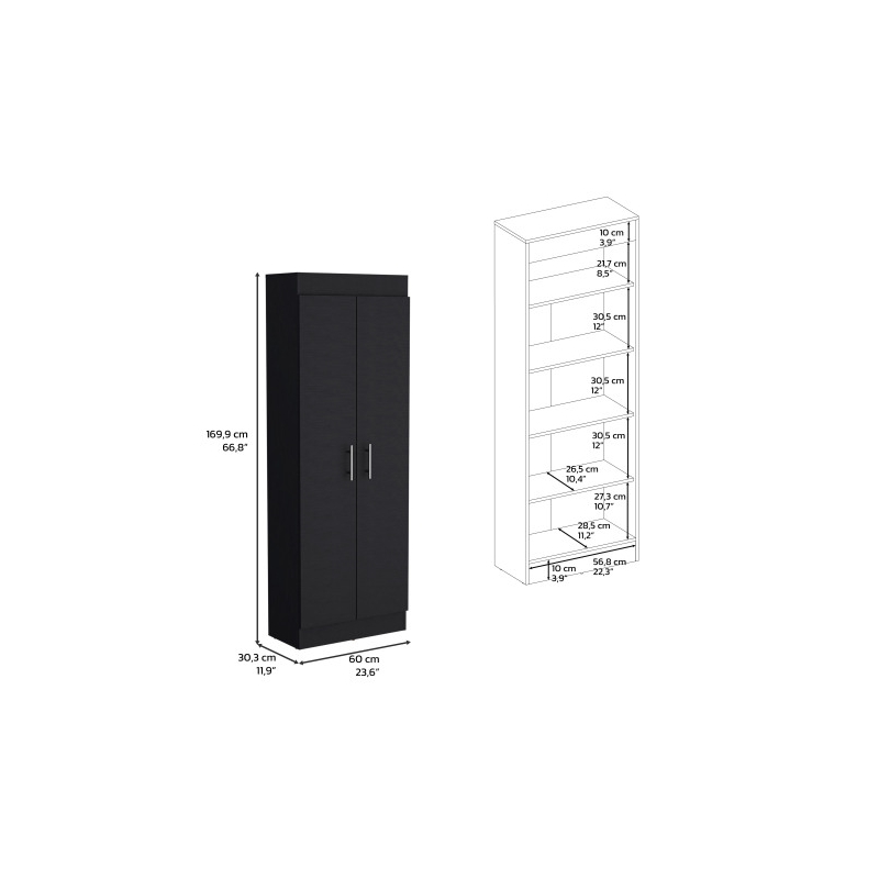Clinton Pantry Cabinet Engineered Wood Black