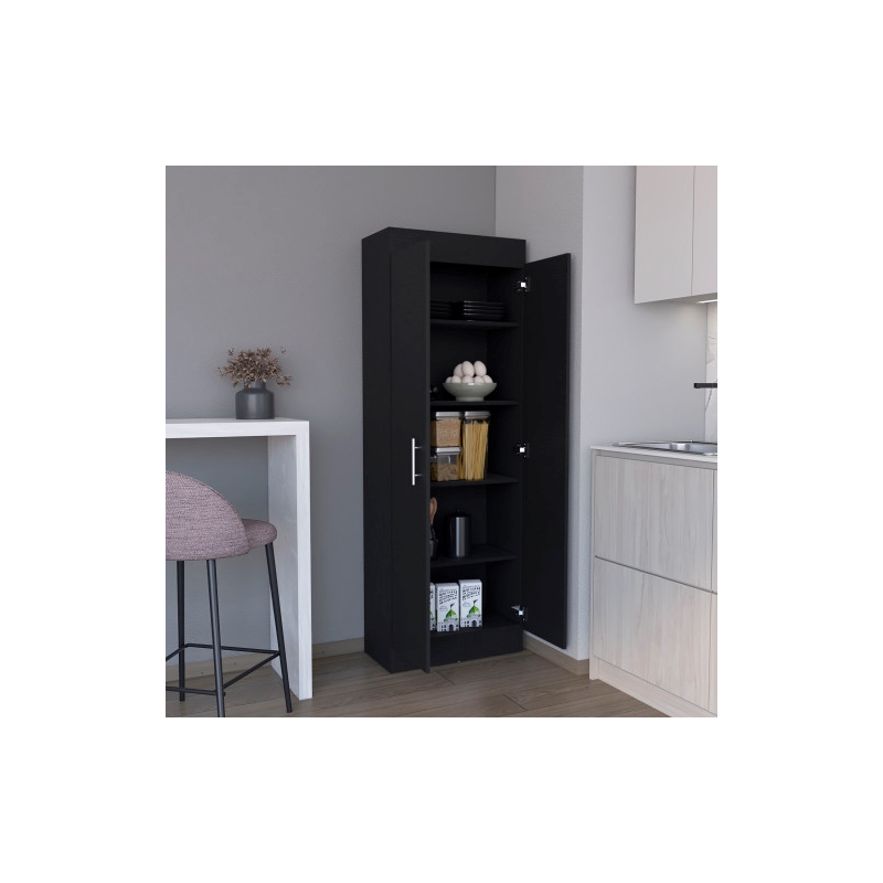 Clinton Pantry Cabinet Engineered Wood Black