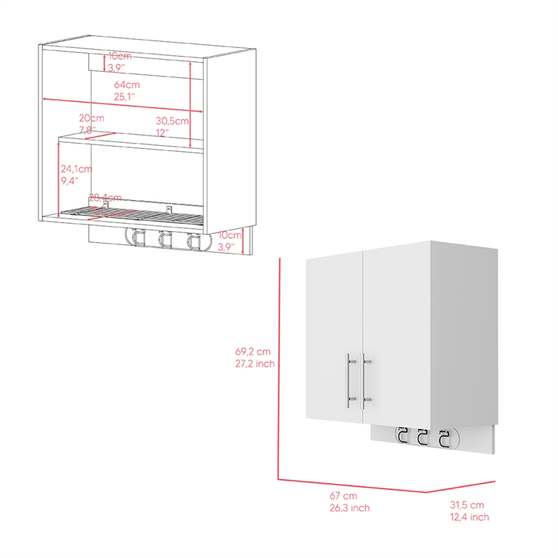 Alikuri Storage Cabinet Engineered Wood Wall White