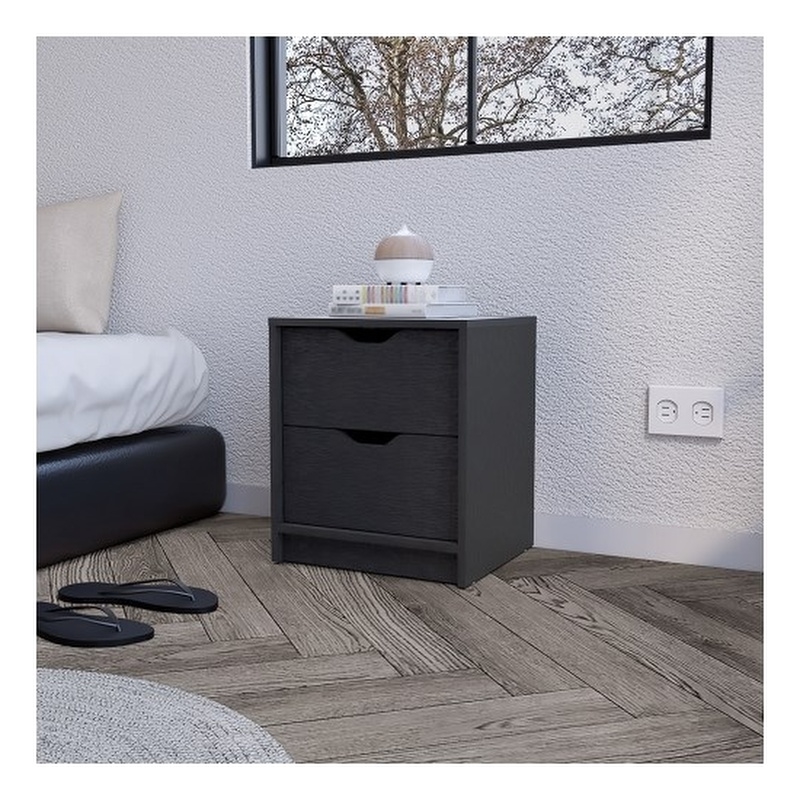Gandu Nightstand Engineered Wood Black
