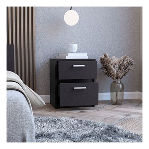 Chequered Nightstand Engineered Wood Black