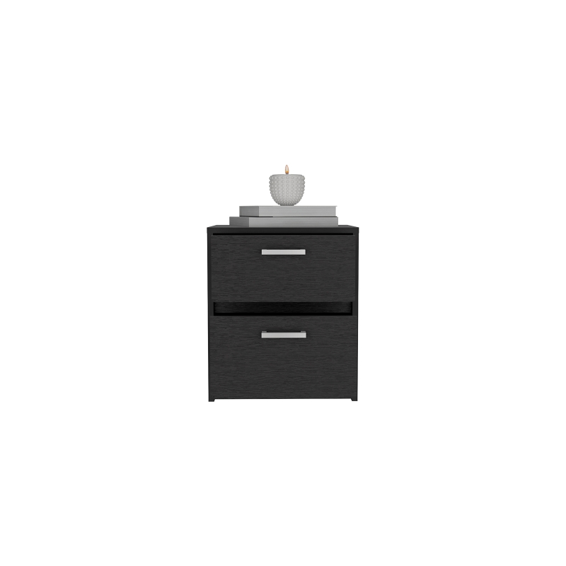 Chequered Nightstand Engineered Wood Black