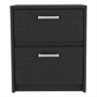 Chequered Nightstand Engineered Wood Black
