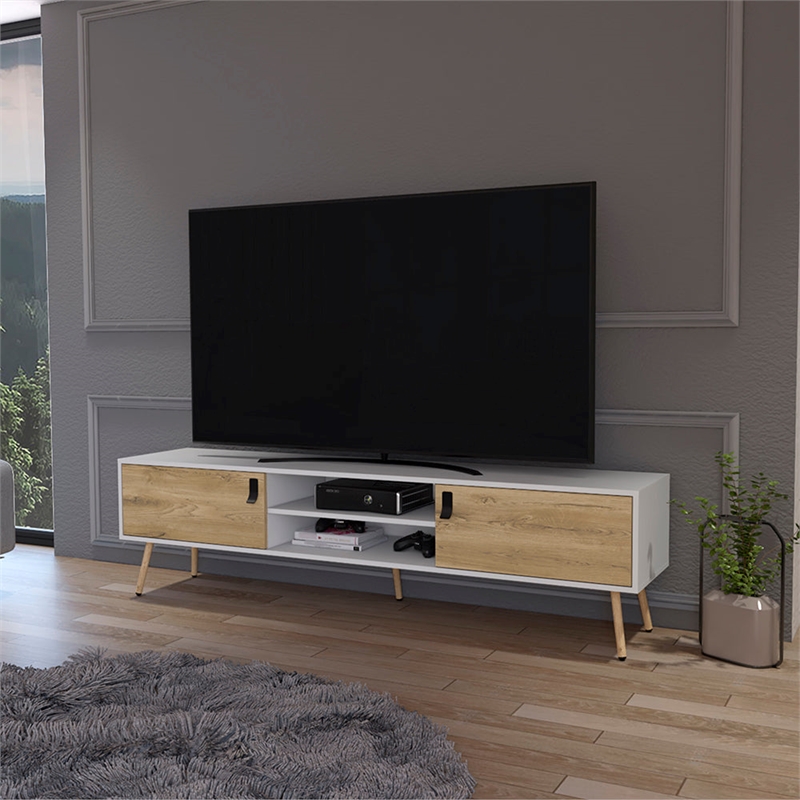 Tv Stand A Magness Living Room White  Macadamia