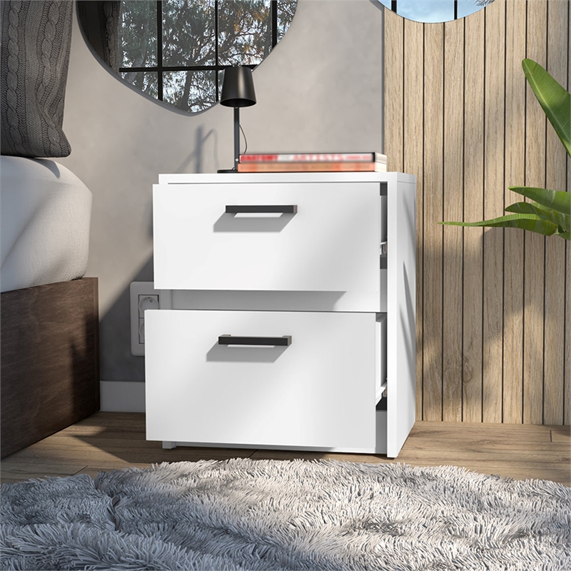 Nightstand Chequered Bedroom White
