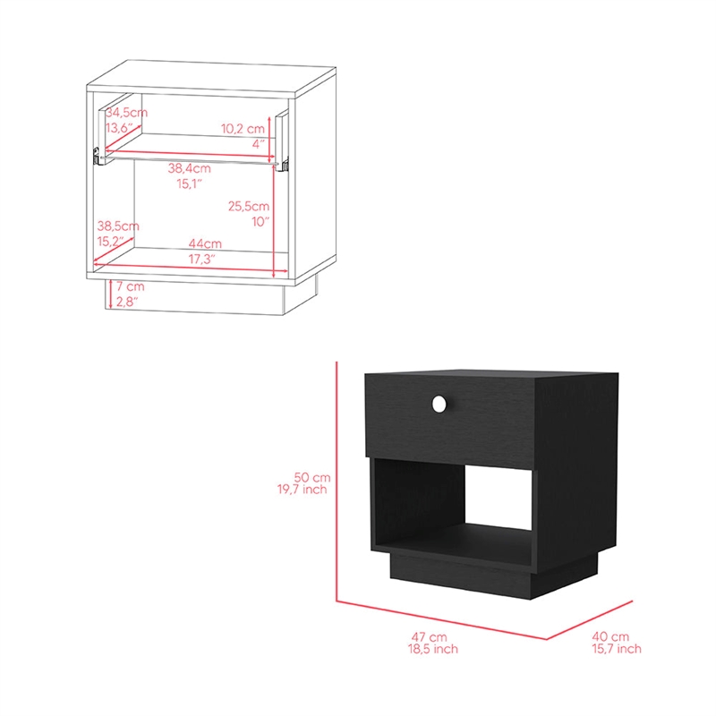 Nightstand Viliigili  Bedroom Black