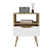 Kechi Nightstand Engineered Wood Bedside Table White Macadamia Finish